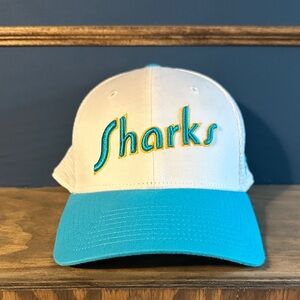 San Jose Sharks Hockey Embroidered Trucker Hat - White + Teal